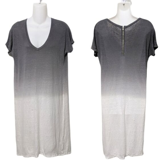 FINE COLLECTION Ombre Gray Linen Shirt Dress XS - Picture 1 of 7
